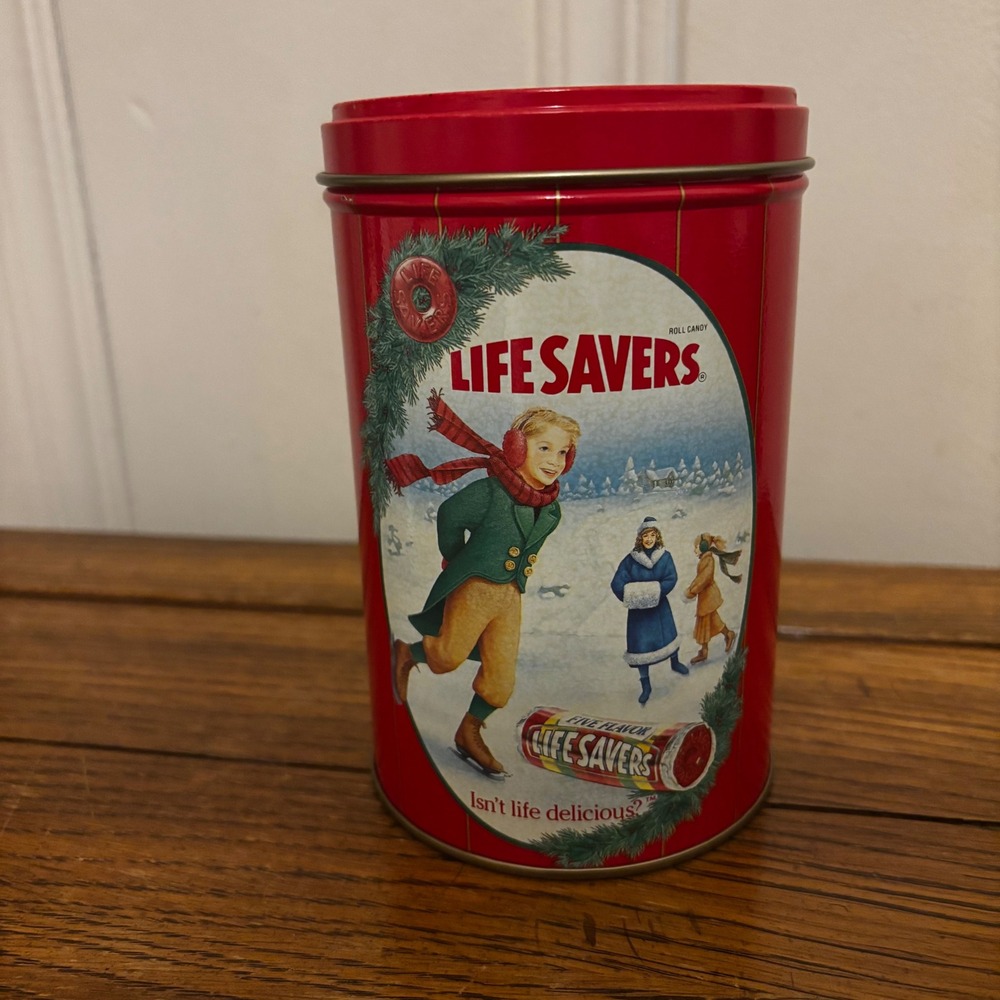 Vintage 1991 Limited Edition Life Savers Holiday Keepsake Tin‎ Red